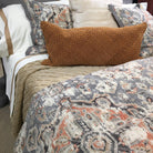 Aspen Ash Bedding Collection with basket weave leather pillow and diamond quilt