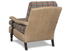 Rustic plaid and leather accent chair with nailhead trim