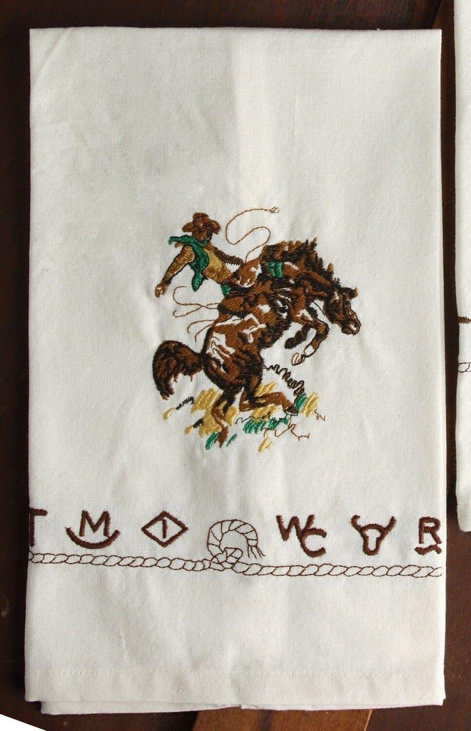 Bronc and brands western embroidered kitchen towels - Your Western Decor