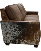 Austin leather sofa detail cowhide side - Your Western Decor