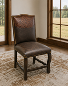 Autumn tool western leather dining chair with nail trim 