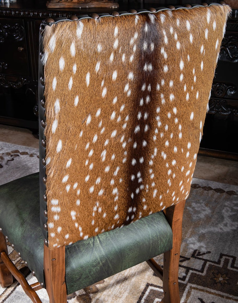 Axis deer hide dining chair back - Luxury American made dining chairs - Your Western Decor