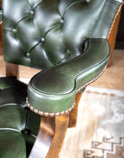 Green leather upholstered bar stool made in the USA - Your Western Decor