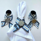 Aztec inspired handmade leather napkin rings - Made in Pilot Rock Oregon by Your Western Decor