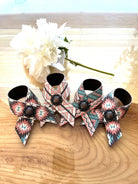 Handmade Aztec Southwestern Leather & Concho Napkin Rings - Your Western Decor