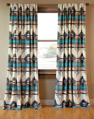 Aztec Sky Southwestern Curtains in sky blue, ivory white, grey, and bronze - Your Western Decor