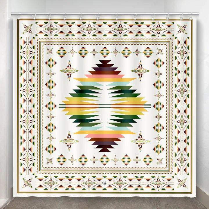 Aztec White Shower Curtain made in the USA - Your Western Decor