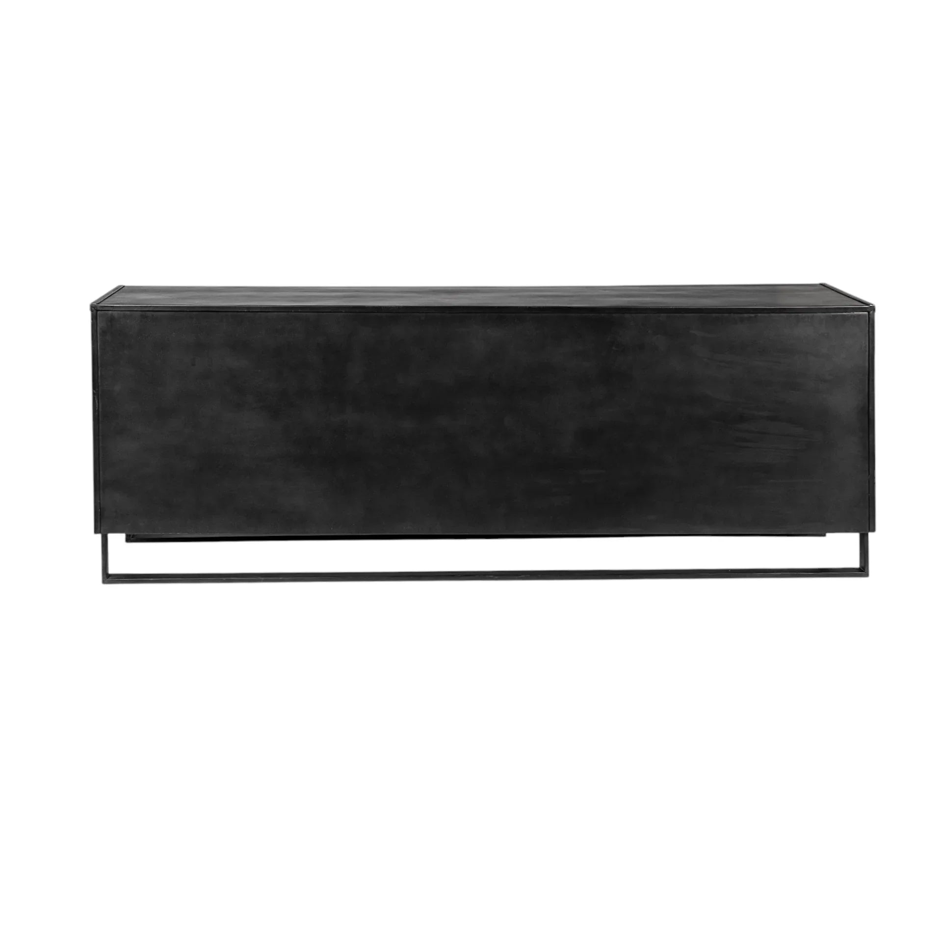 Back view of iron and mango wood sideboard