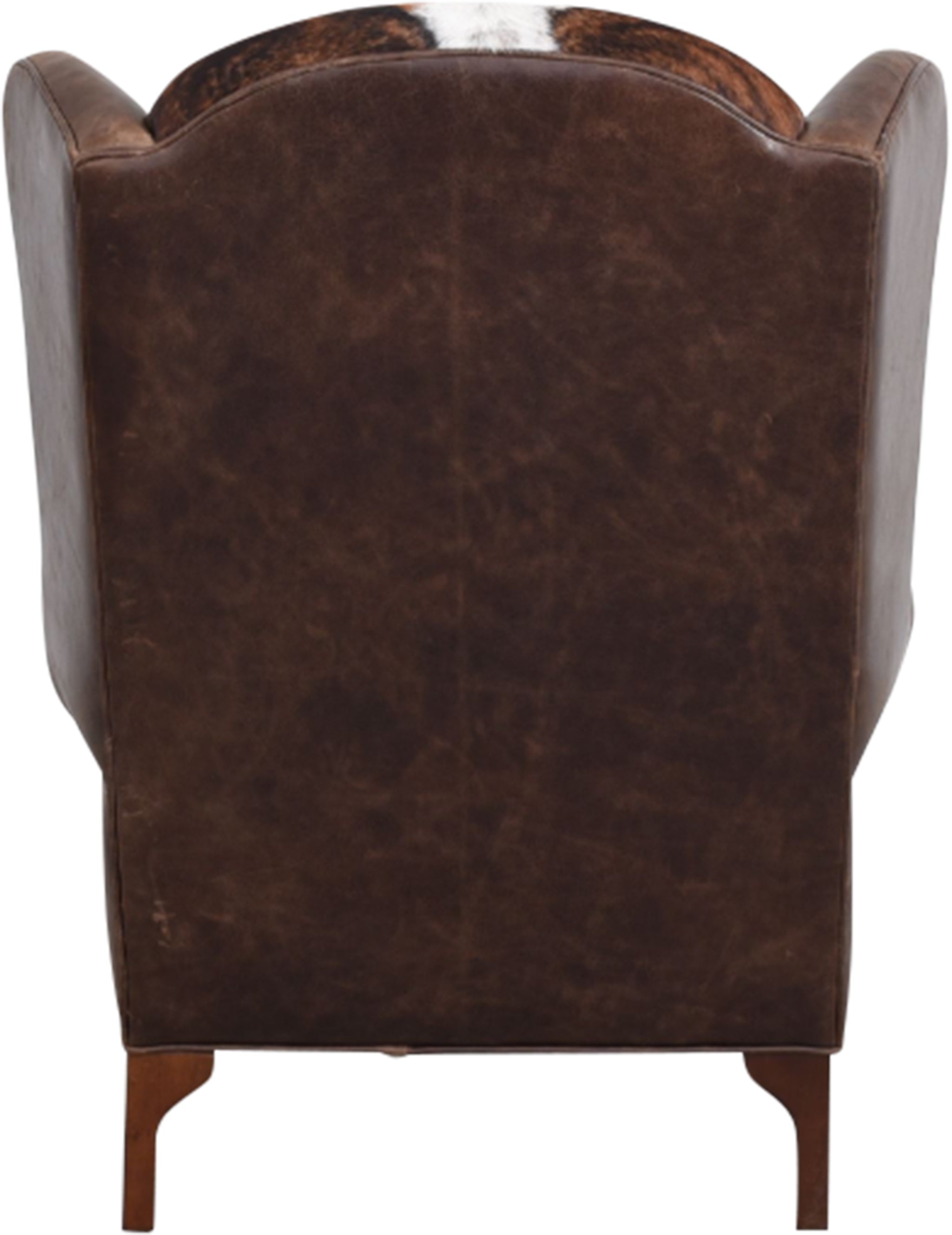 Back of brown leather wingback chair - Your Western Decor