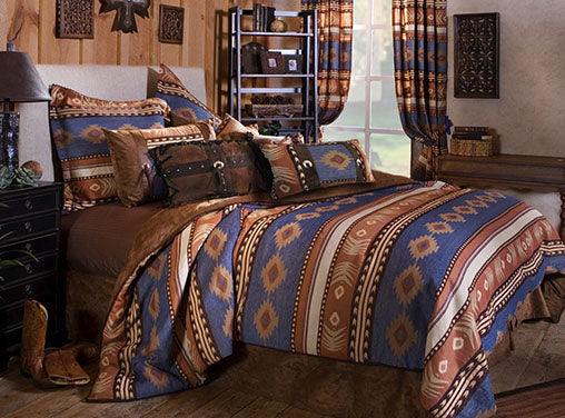 Badlands Southwestern Comforter Set in blue, brown and cream - Your Western Decor