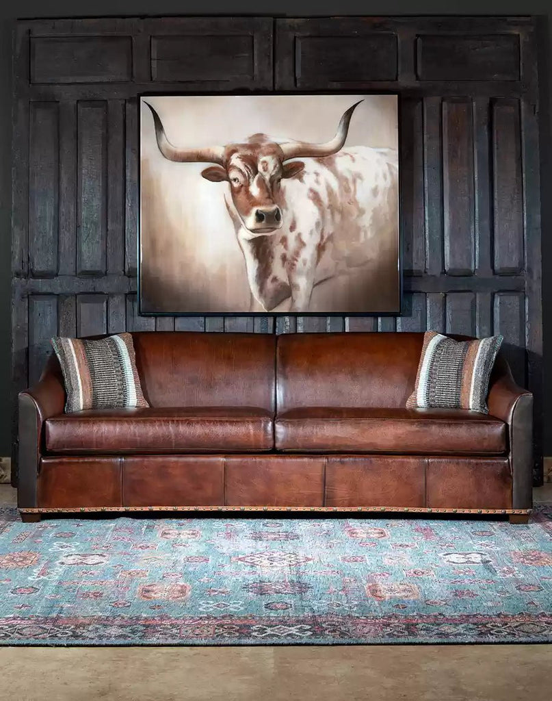Bana Buff Rustic Leather Sofa - American made living room furniture - Your Western Decor