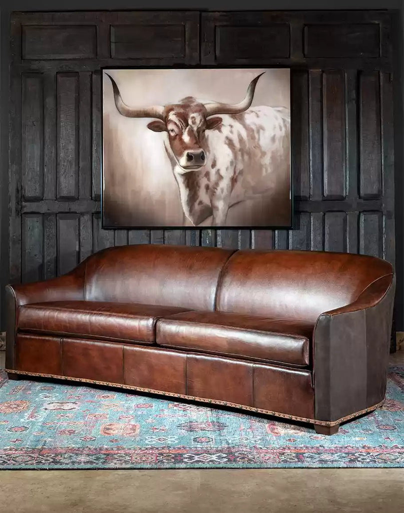 Bana Buff Rustic Leather Sofa - American made living room furniture - Your Western Decor