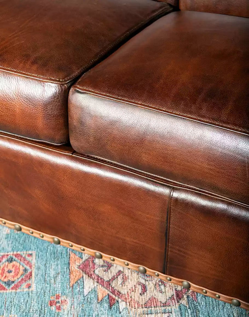 Bana Buff Rustic Nubuck Leather Sofa - American made living room furniture - Your Western Decor