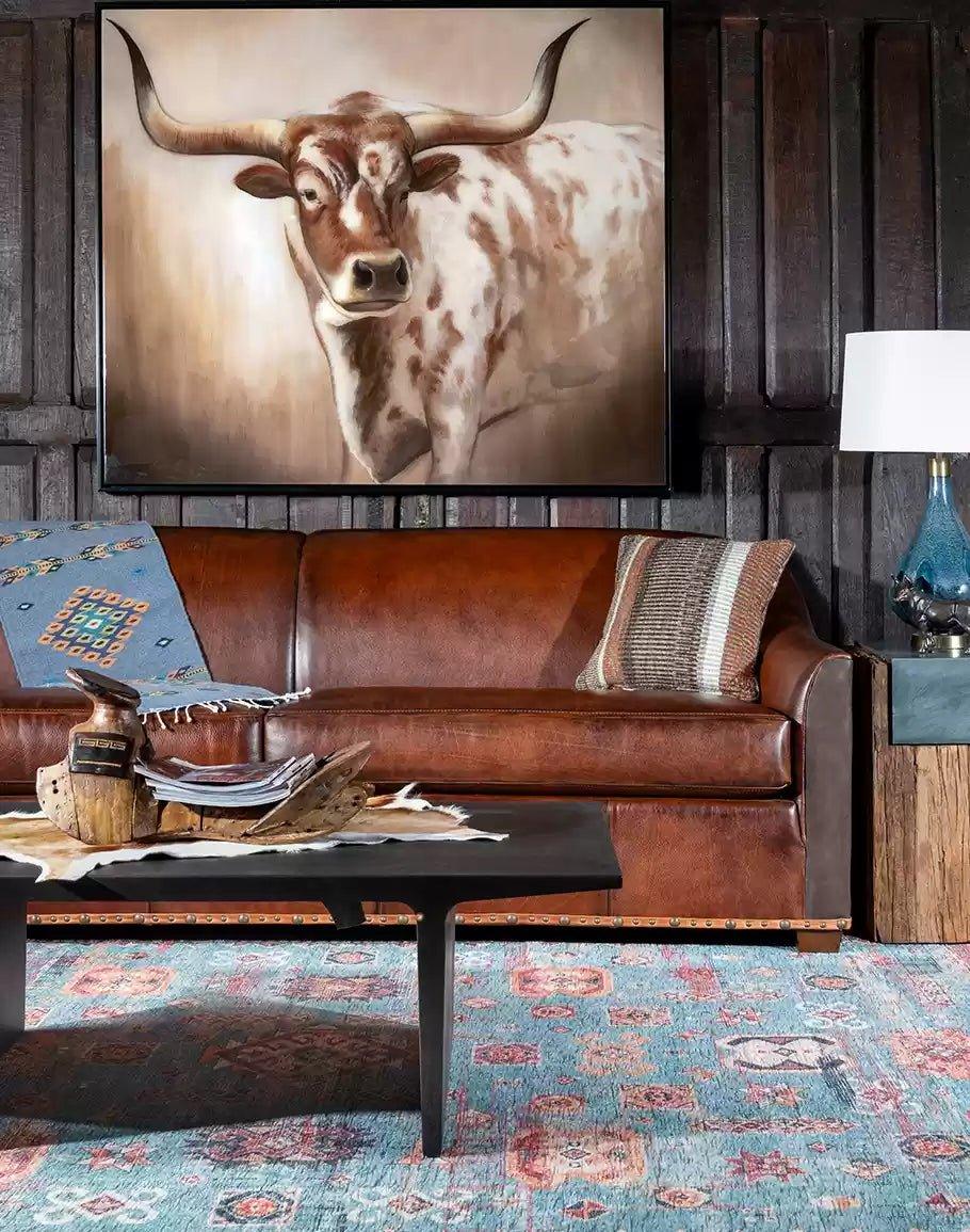 Bana Western Leather Sofa in Living Room Setting - Your Western Decor