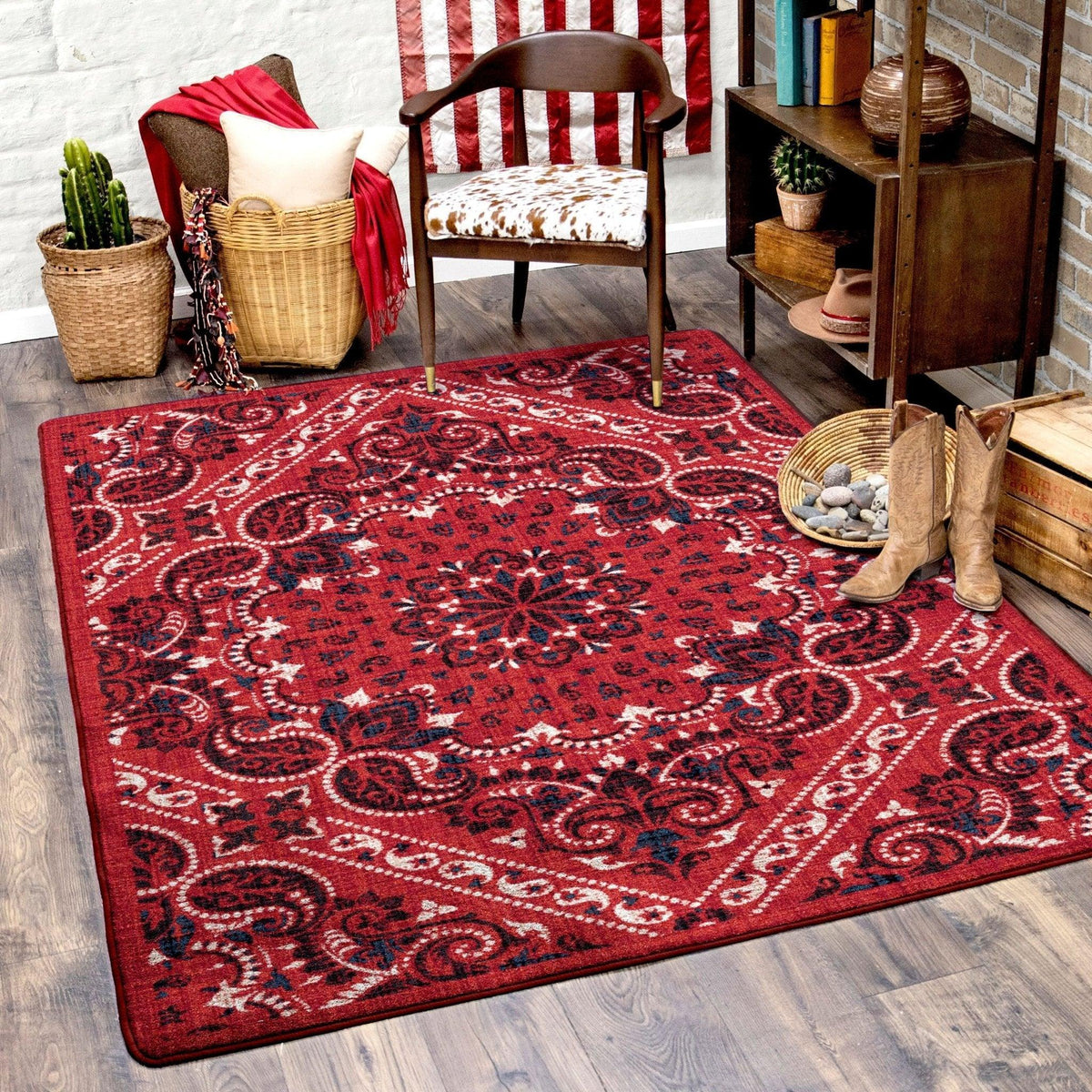 Bandana Rodeo Red Area Rugs USA Made | Your Western Decor