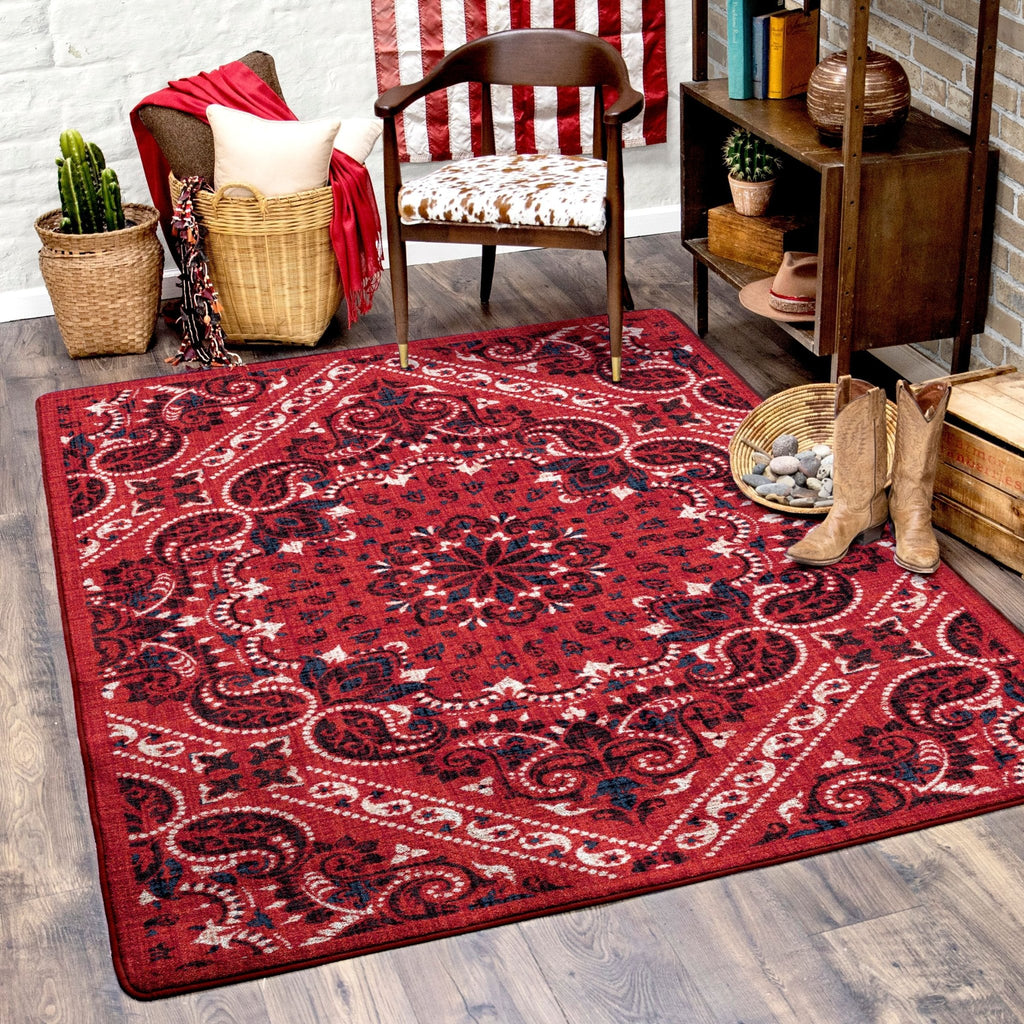 Bandana Rodeo Red Area Rugs made in the USA - Your Western Decor