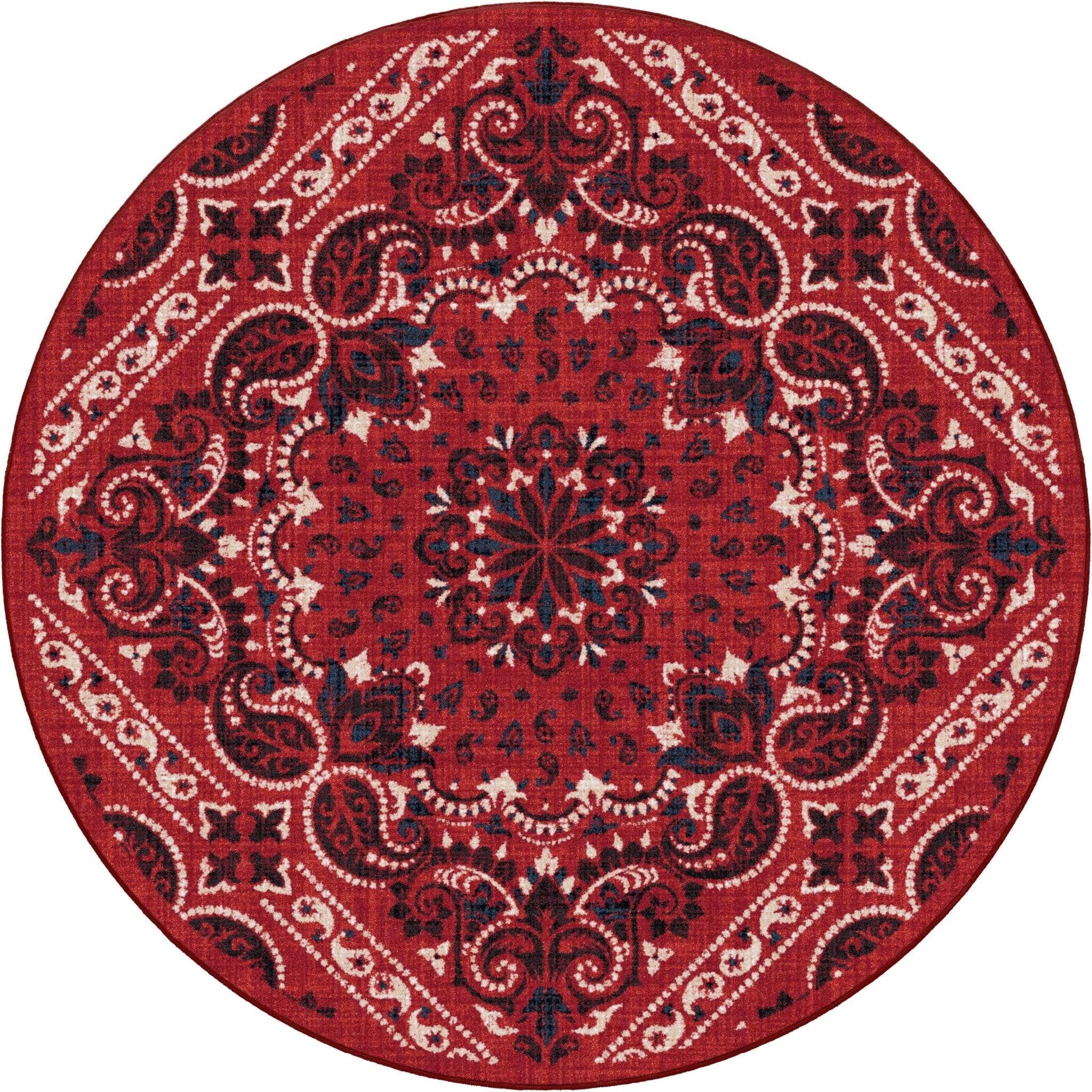 Bandana Rodeo Red Round Area Rugs made in the USA - Your Western Decor