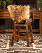 American made Tibetan Wool & Tufted Brown Leather Bar Stool Back - Your Western Decor