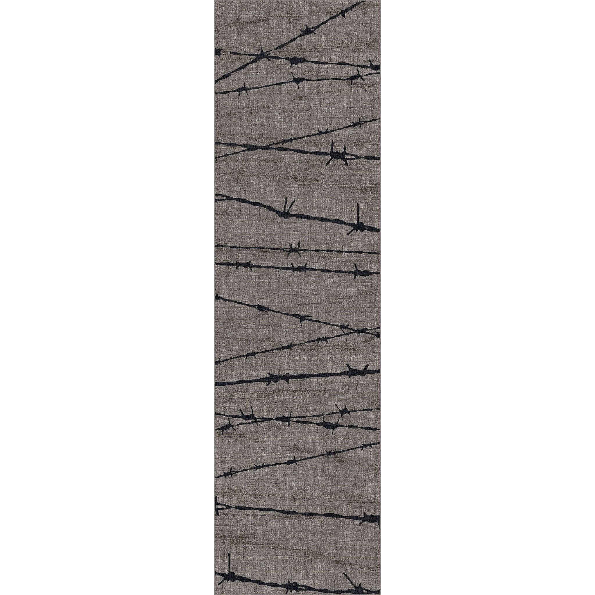 Barbed Wire Area Rug in Grey floor runner - made in the USA - Your Western Decor