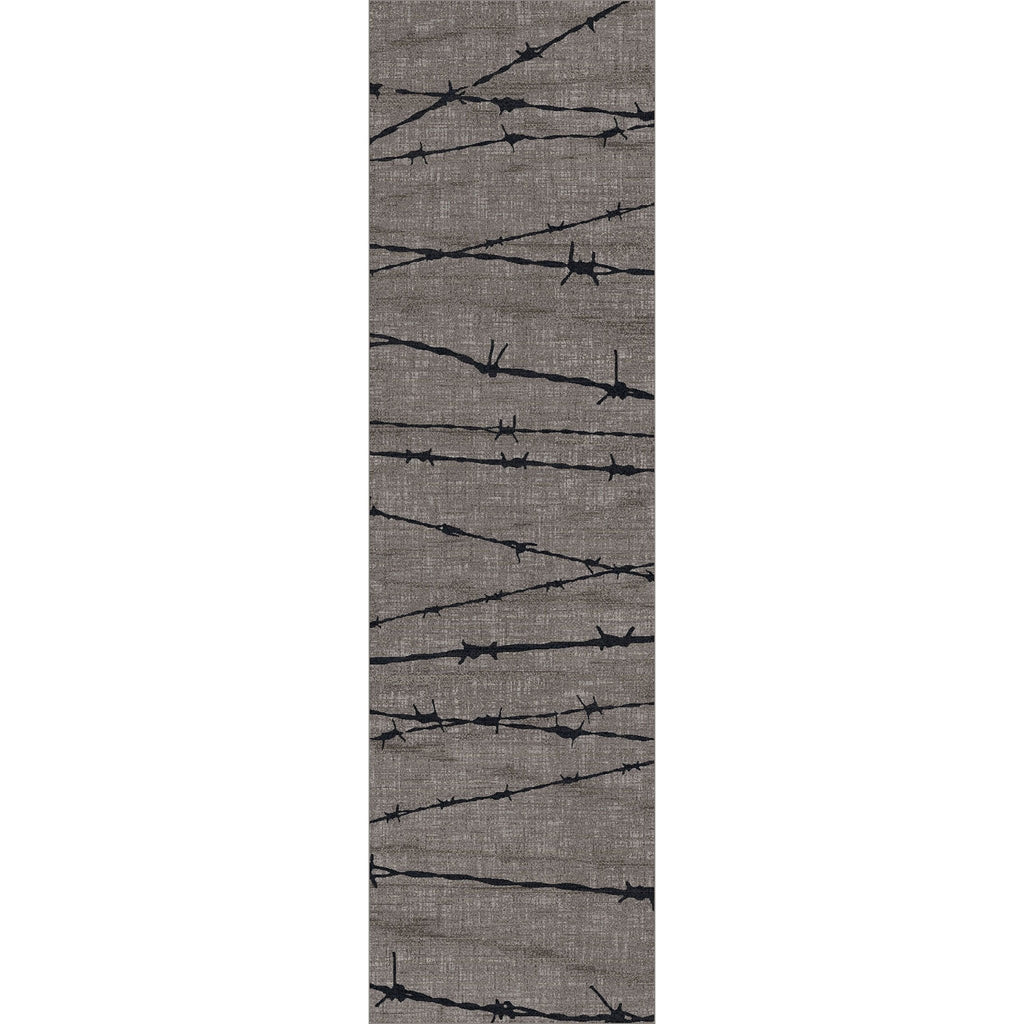 Barbed Wire Area Rug in Grey floor runner - made in the USA - Your Western Decor