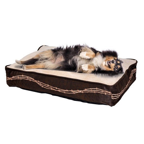Barbed wire embroidered plush dog bed - Your Western Decor