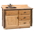 Wooden bathroom vanity with sink on a white background - Your Western Decor