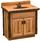 Wooden bathroom vanity with sink on a white background - Your Western Decor