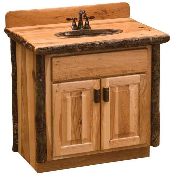 Wooden bathroom vanity with sink on a white background - Your Western Decor