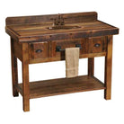 Wooden bathroom vanity with sink and towel rack - Your Western Decor