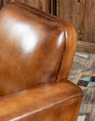 American made Baron Channeled Arms Tan Leather Swivel Chair - Your Western Decor