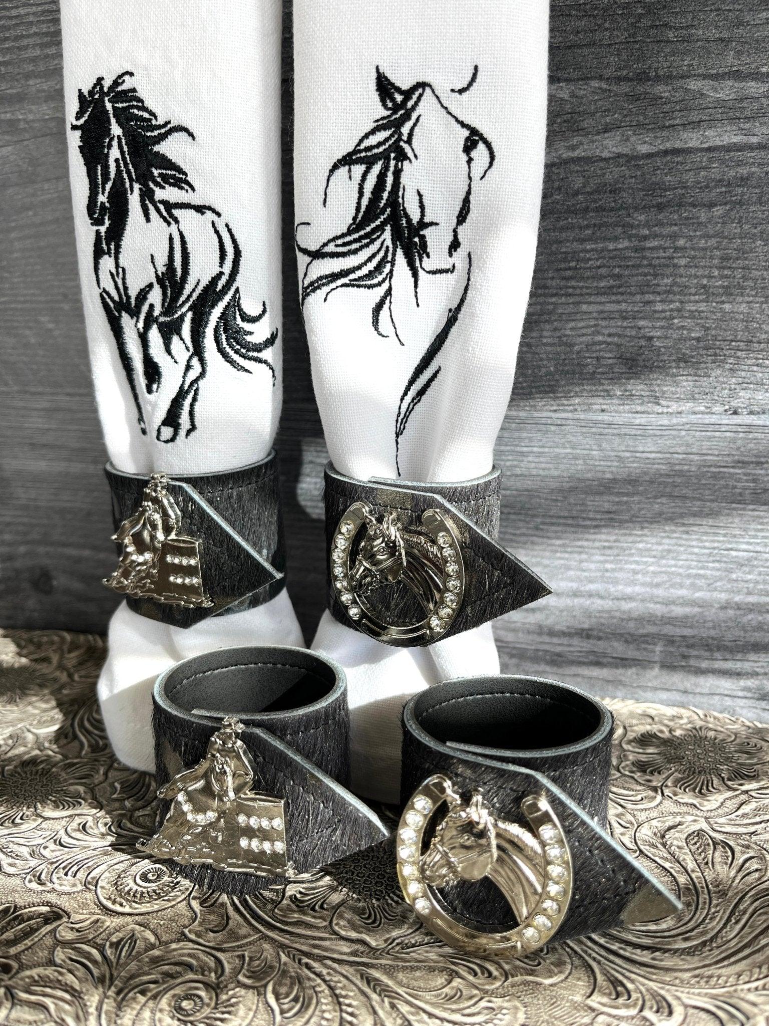 Rodeo Champs Western Cowhide Napkin Rings - Handmade in Pilot Rock, Oregon by Your Western Decor