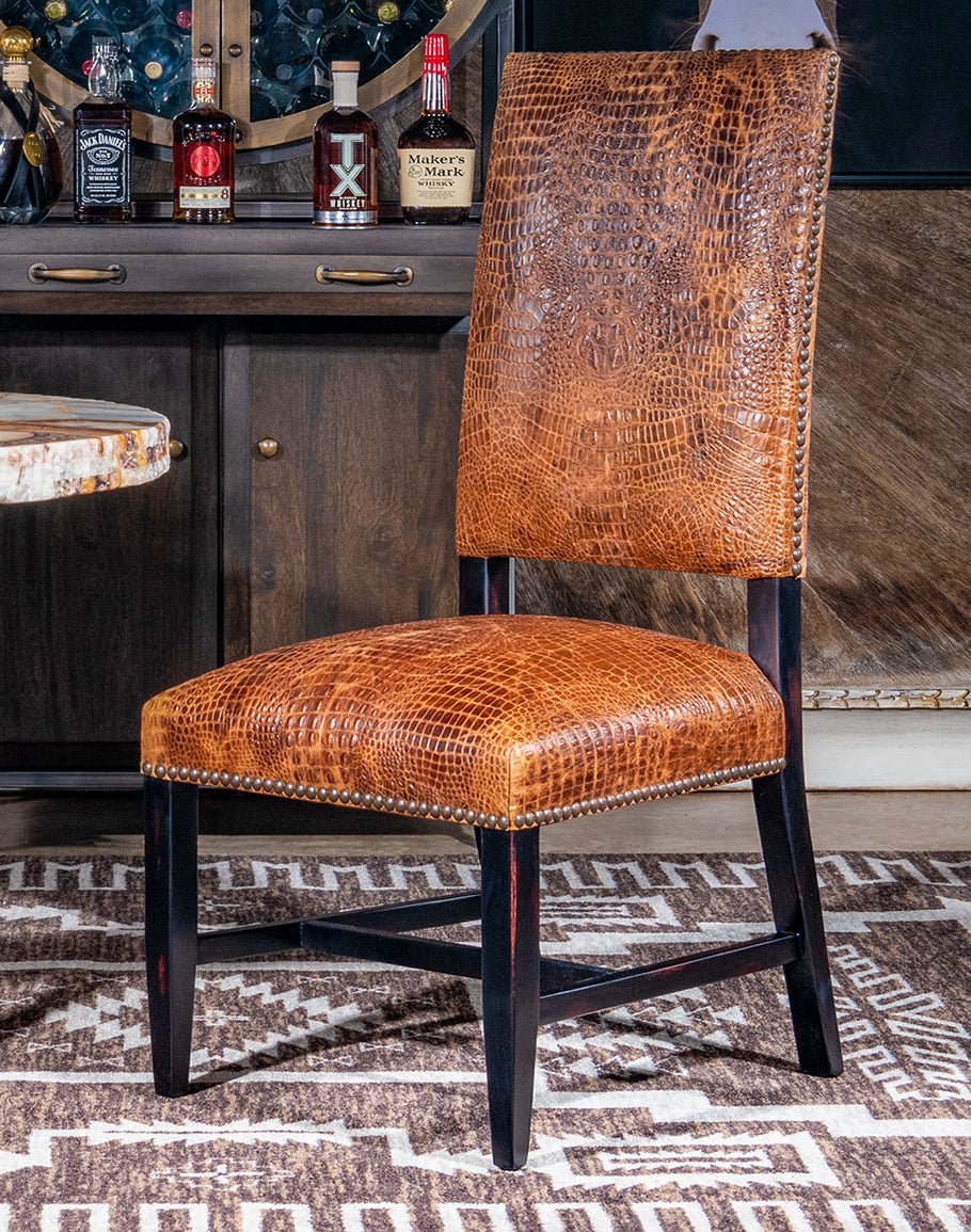 Bayou Croc Embossed Leather Dining Chair - Your Western Decor