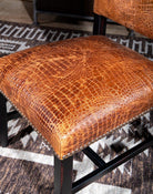 Bayou Croc Embossed Leather Dining Chair Seat - Your Western Decor