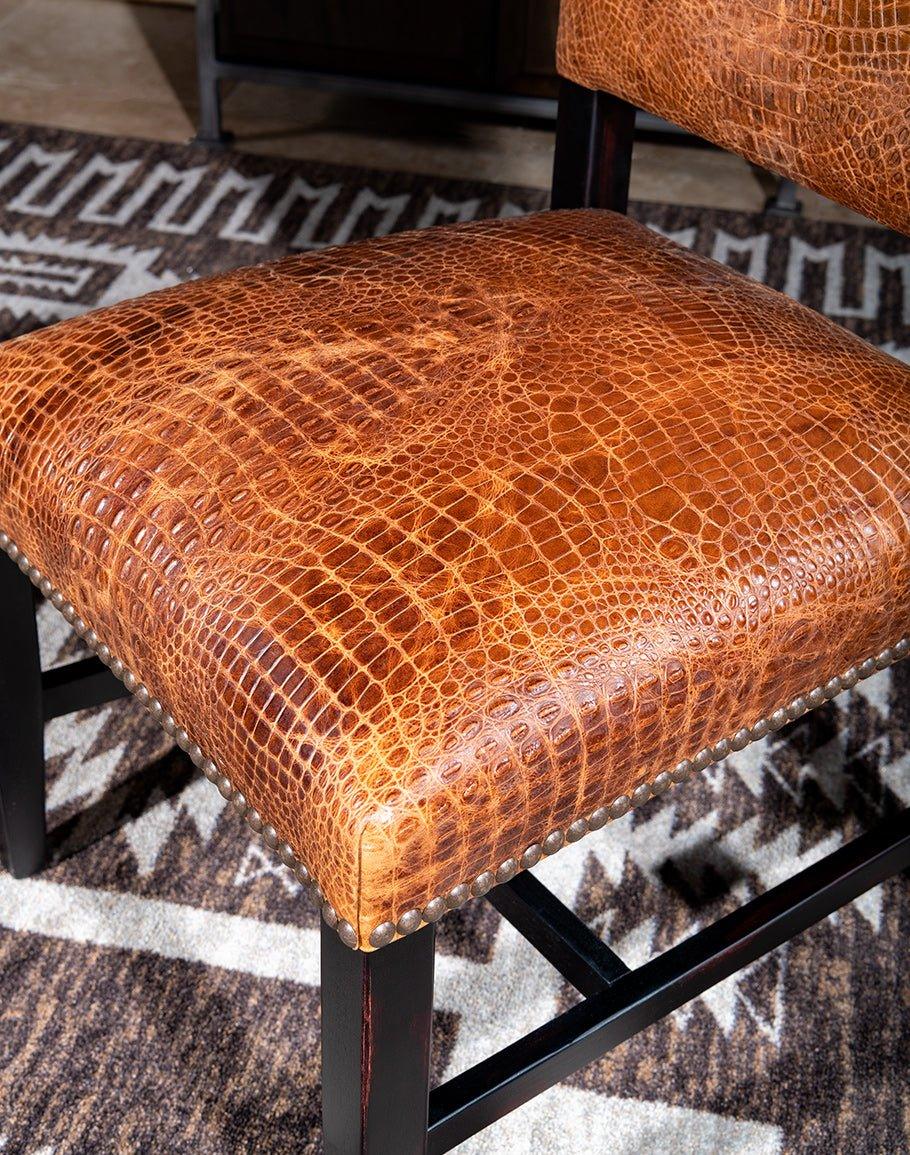 Bayou Croc Embossed Leather Dining Chair Seat - Your Western Decor