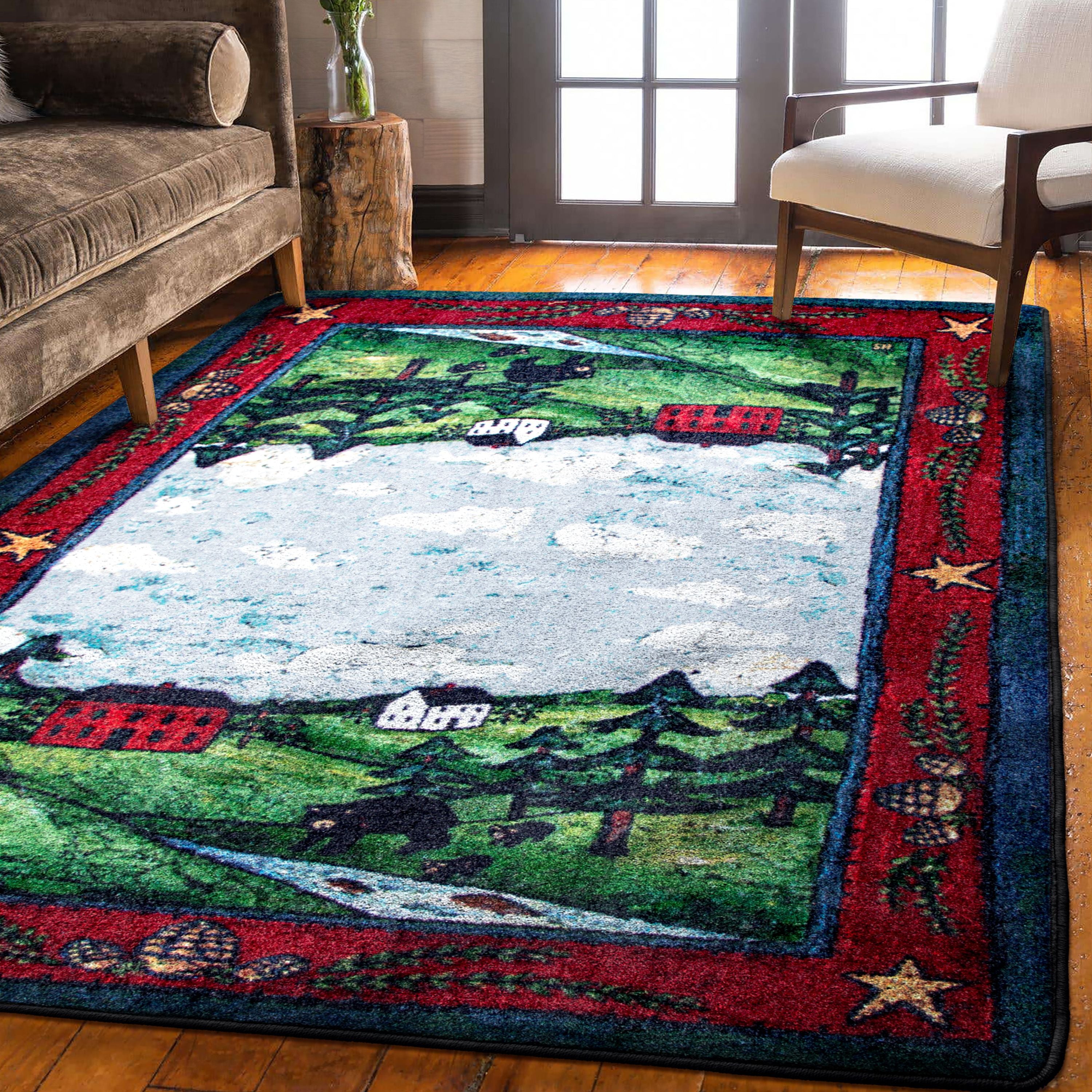 Colorful Black bear creek area rug made in the USA - Your Western Decor