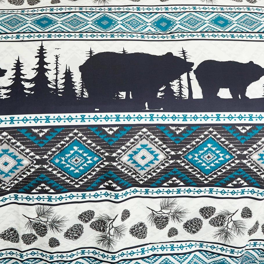 Blue grey and white Bear Valley Southwestern Lodge Comforter Set made in the USA - Your Western Decor