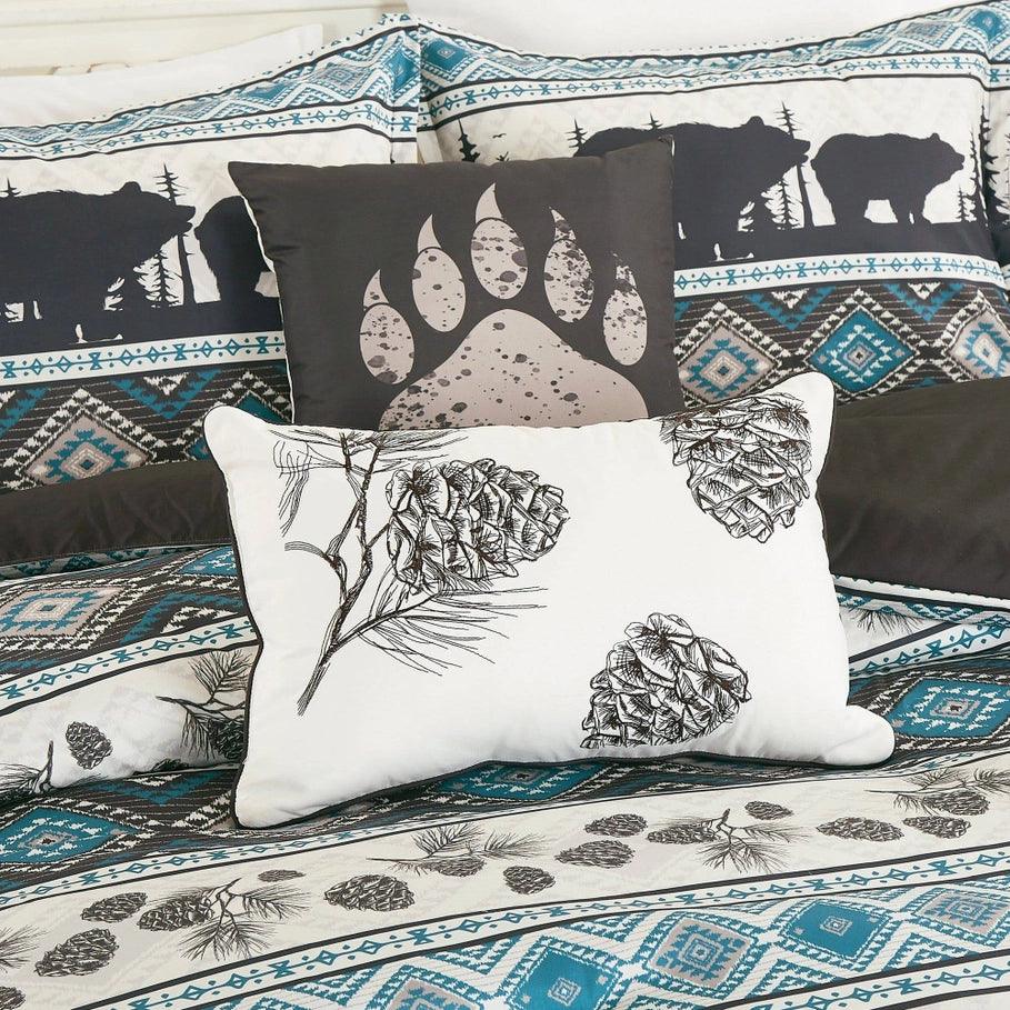 Blue grey and white Bear Valley Southwestern Lodge Comforter Set made in the USA - Your Western Decor