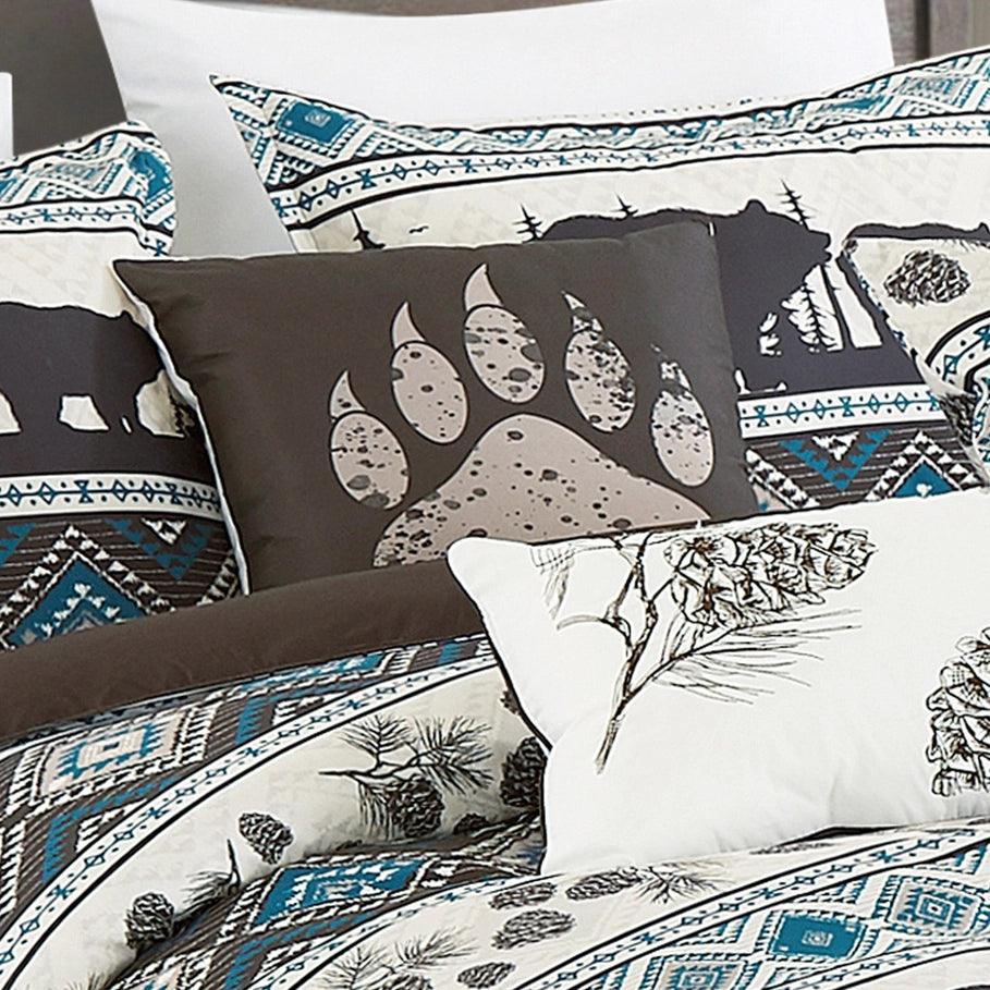 Blue grey and white Bear Valley Southwestern Lodge Comforter Set made in the USA - Your Western Decor