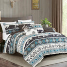 Blue grey and white Bear Valley Southwestern Lodge Comforter Set made in the USA - Your Western Decor