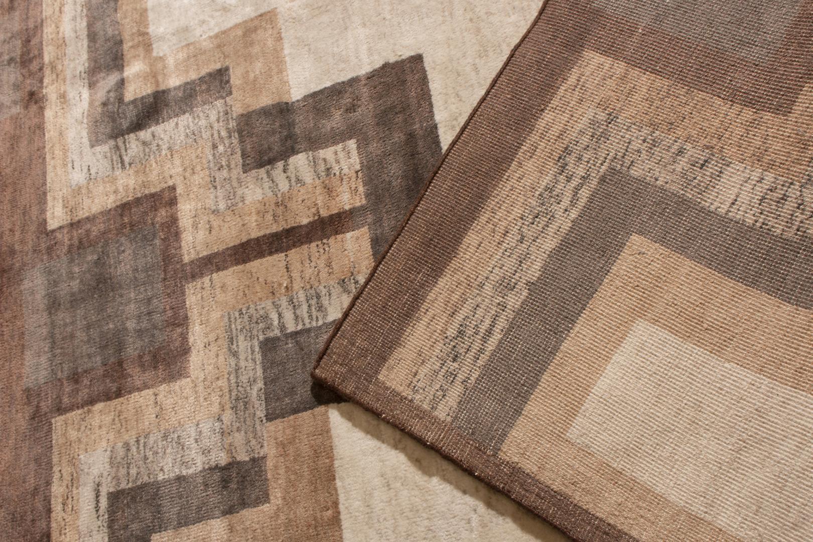 Luxury Geometric Pattern Beige Brown Area Rug - Your Western Decor