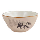 Beige soup bowl featuring bear and trees artwork - Your Western Decor