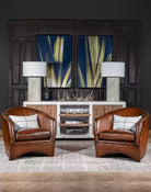 Benton leather accent chairs in living room - Your Western Decor