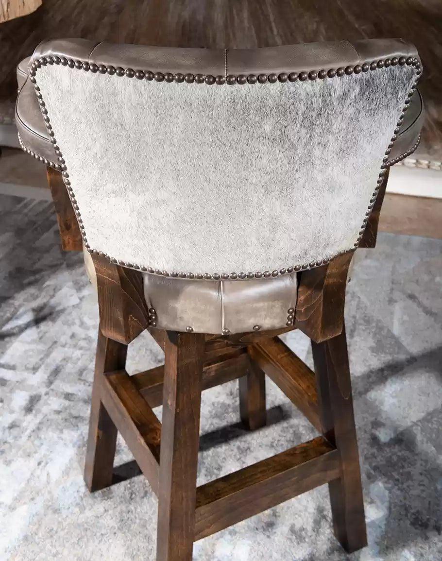 Bigsby stone brindle back leather bar stool made in the USA - Your Western Decor