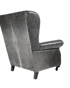 Back of grey cowhide and leather wingback chair - Your Western Decor