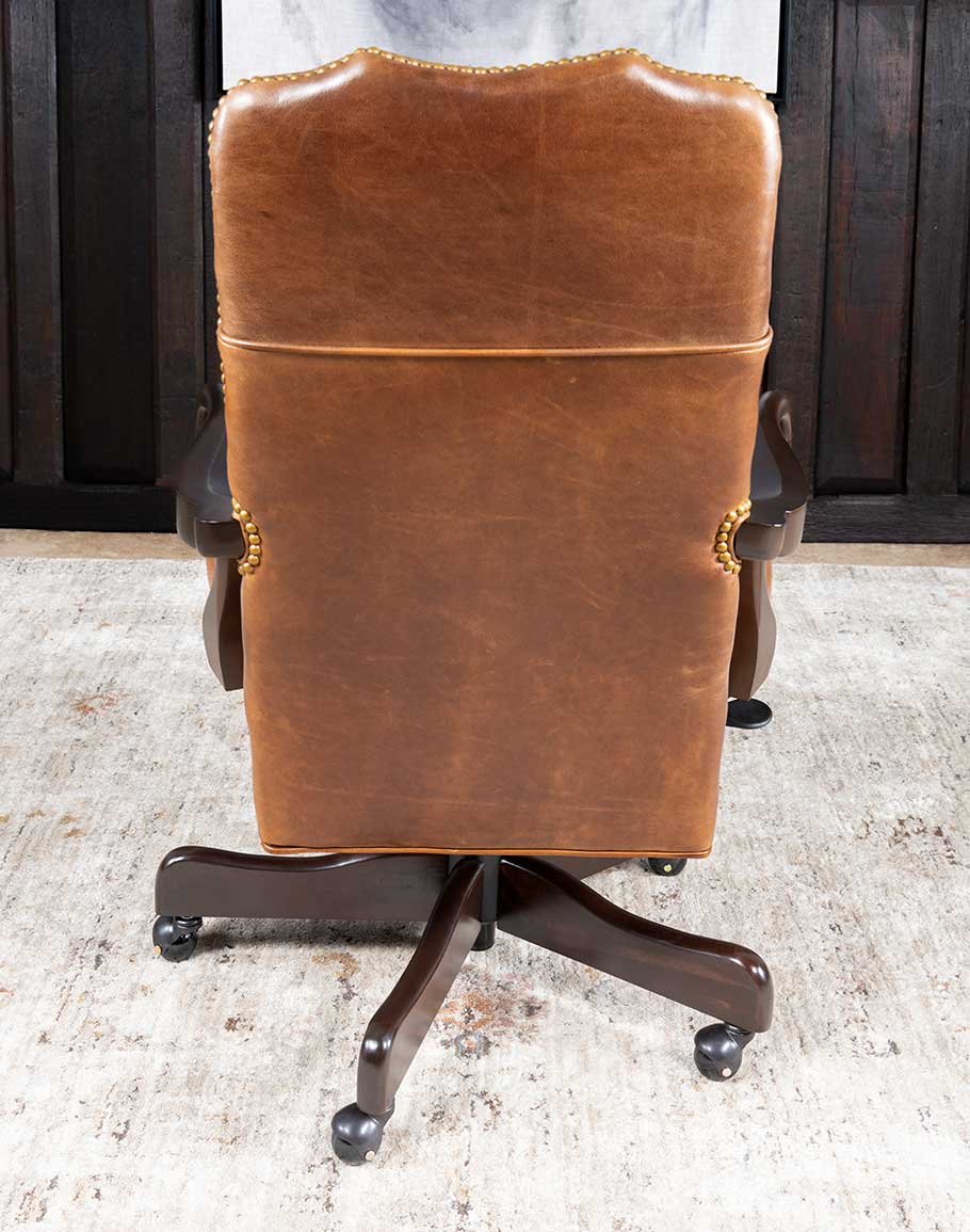 Boot Stitch Western Desk Chair in brown leather, American made - Your Western Decor