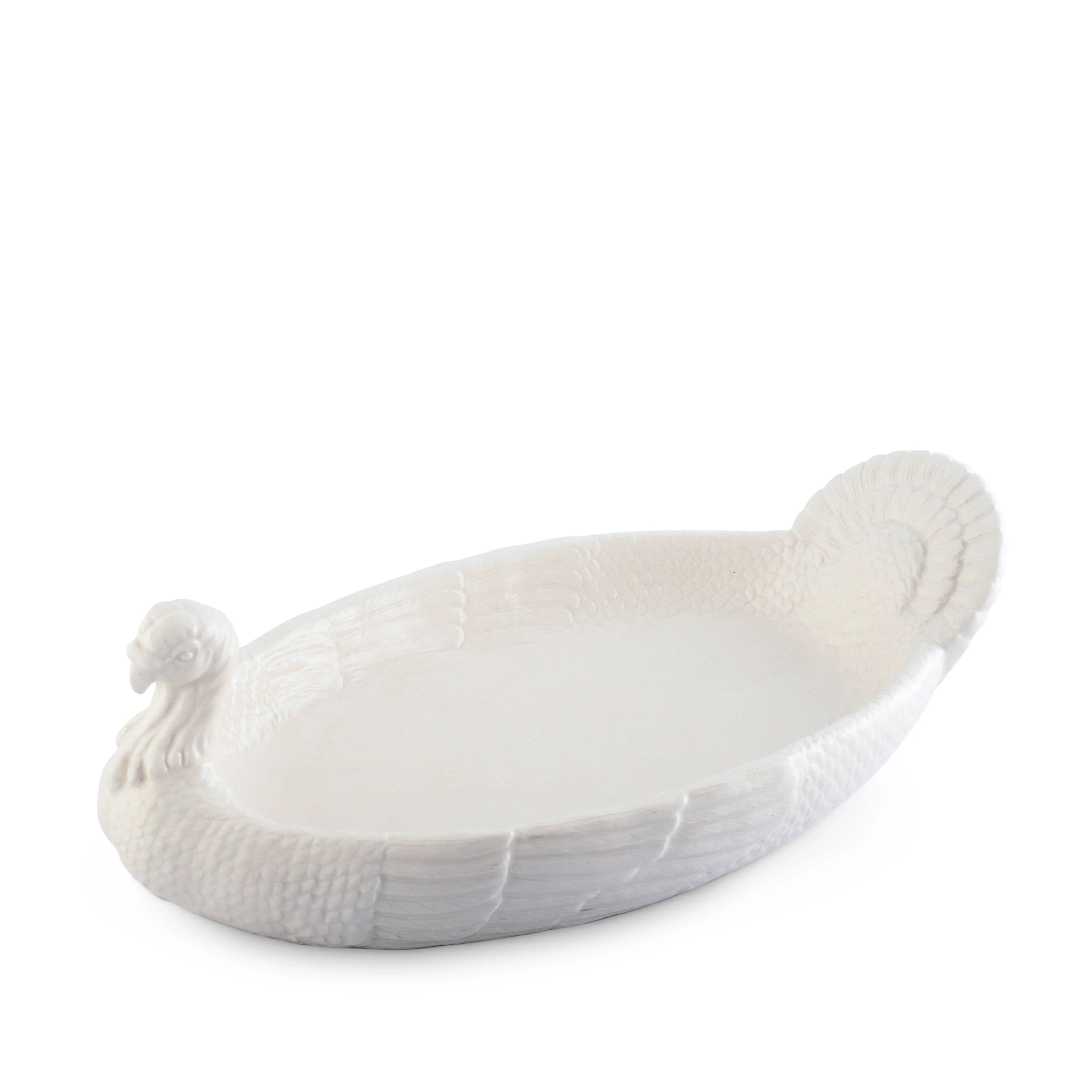 Turkey sculpted stoneware tray in white - Your Western Decor