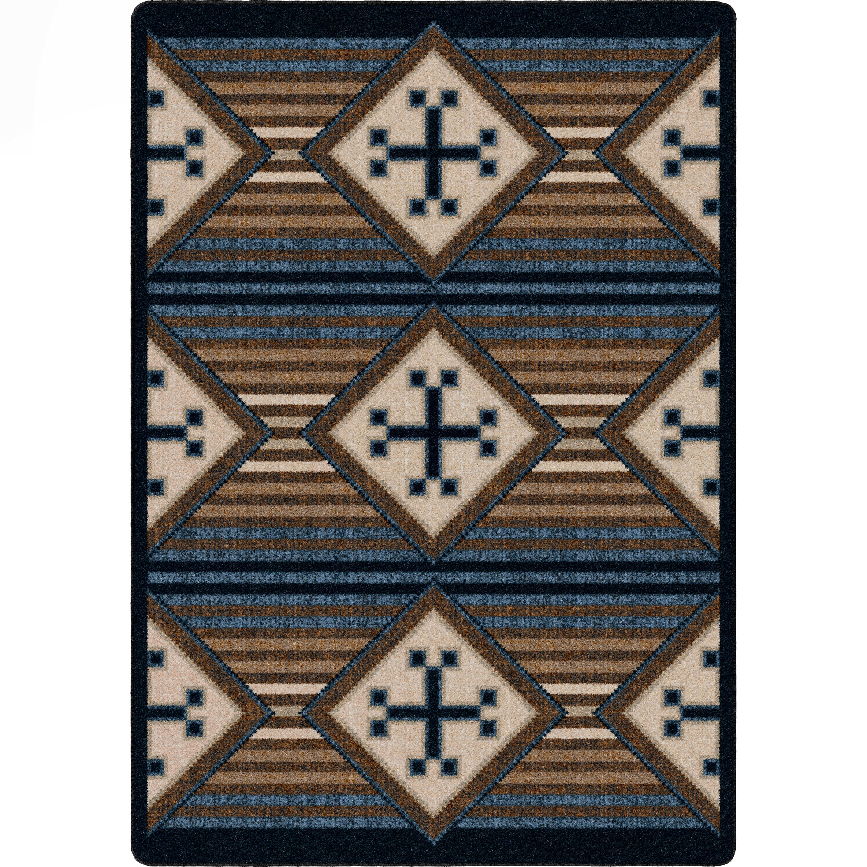 Bison Black Russet Area Rug in blue, black, tans, and cream. Made in the USA - Your Western Decor