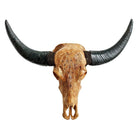 Buffalo Feathers Carved Skull in Antique Finish - Your Western Decor