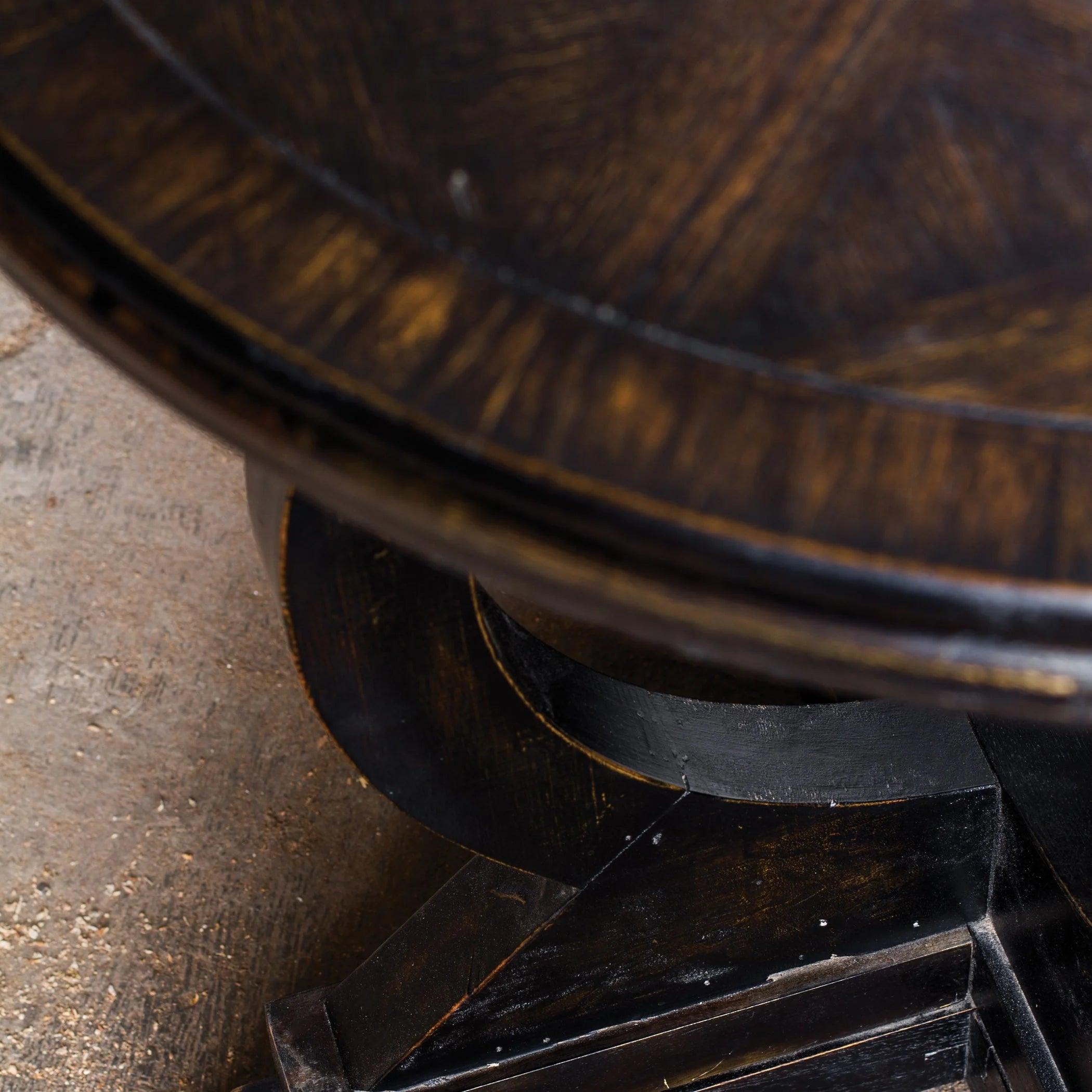 Rustic Black Mango Accent Table close up - Your Western Decor