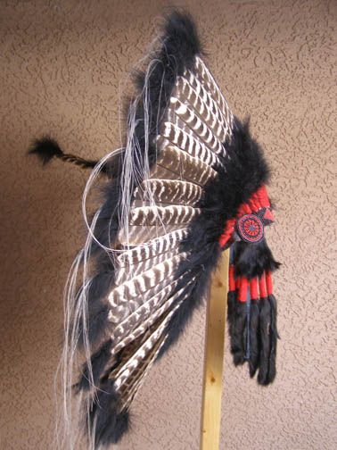 Native American made Black Barred Turkey Warbonnet - Your Western Decor